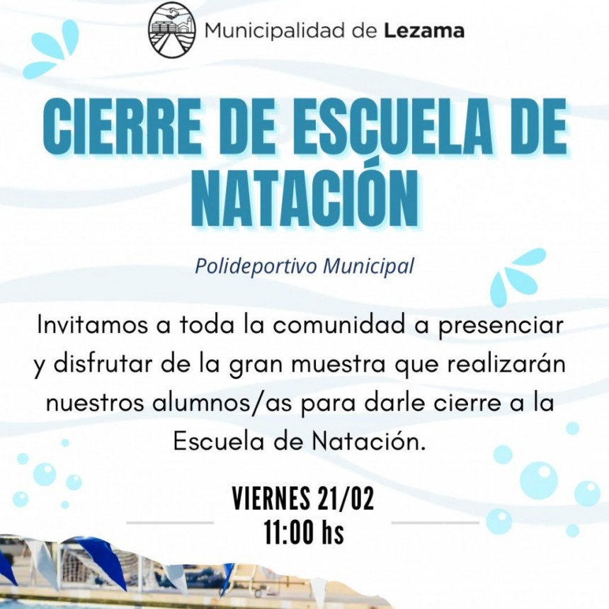 Cierre de la Escuela de Natación