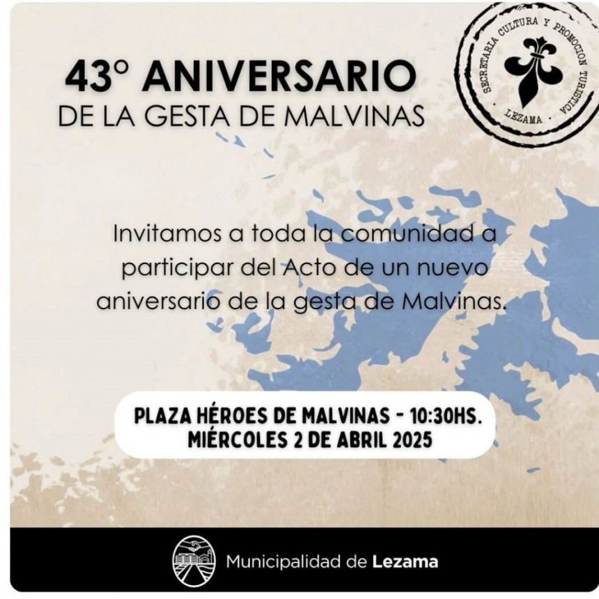A 43 años de la guerra Lezama rendirá homenaje a sus héroes de Malvinas