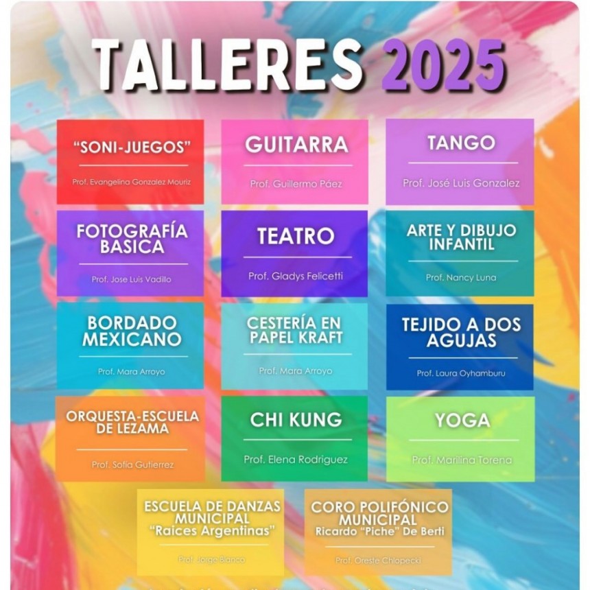 Comienzan los Talleres 2025 de Cultura 