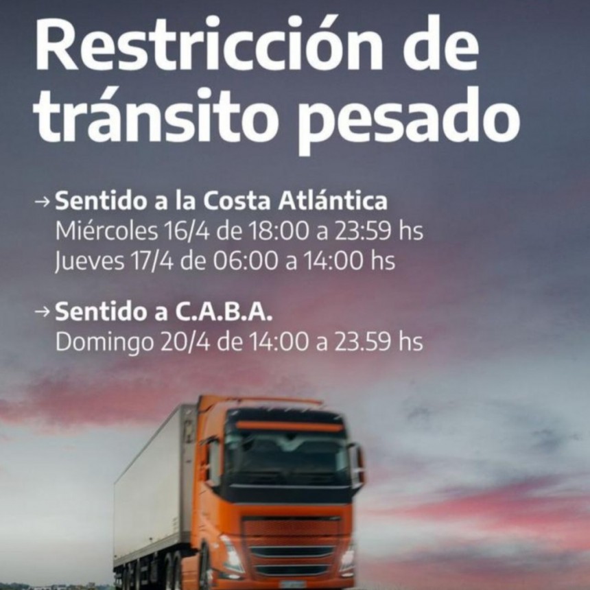 Semana Santa: Restricción de circulación de camiones 