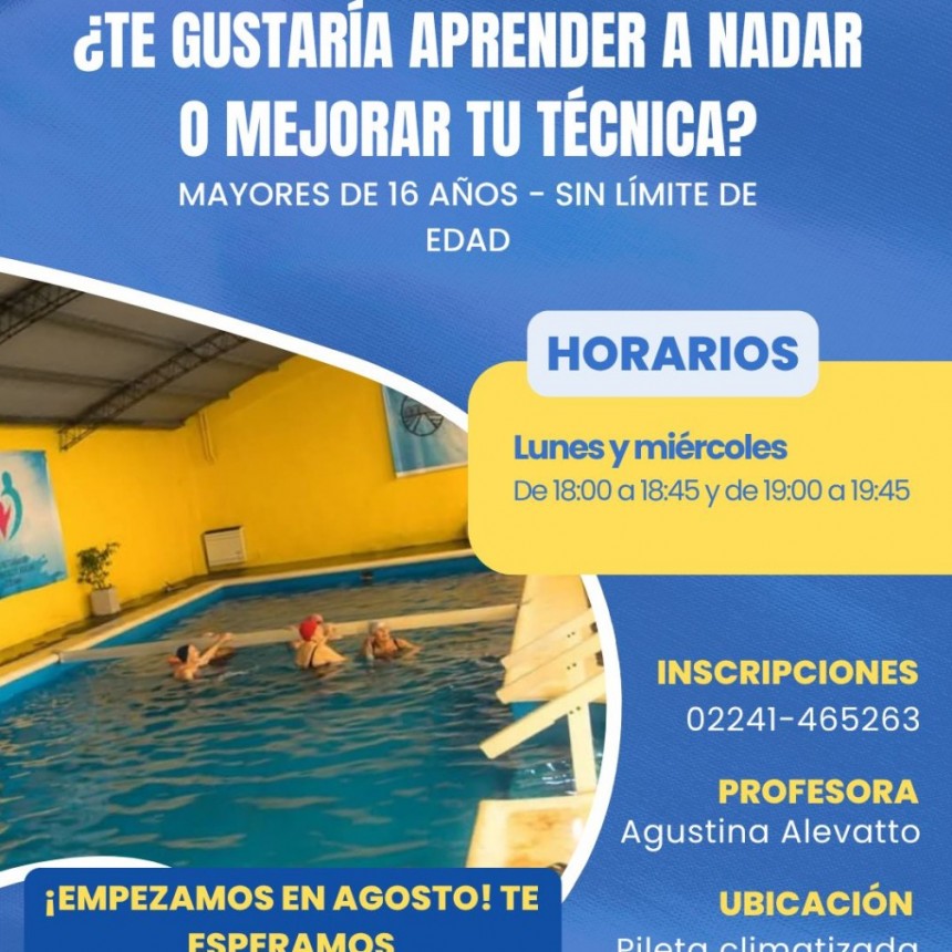 Comenzaron las clases de natación en el Club de Día