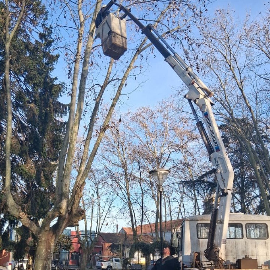 Arreglos en la plaza principal de Lezama