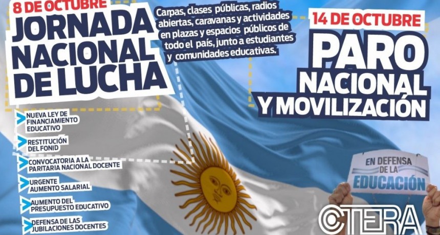 SUTEBA anunció jornada nacional de protesta para este miércoles 8 y Paro Nacional Docente para el martes 14
