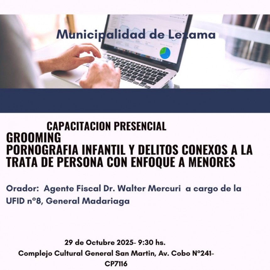 Capacitación presencial: grooming, pornografía infantil y delitos conexos a la trata de personas 