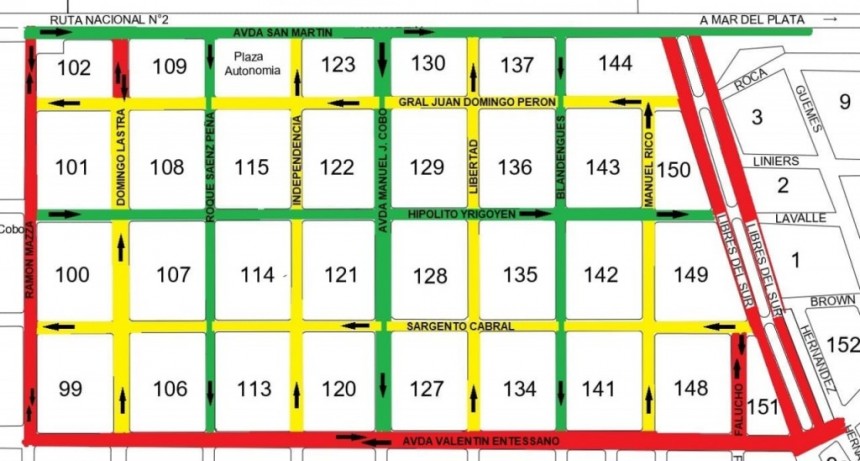 Sentido único en calles de la ciudad